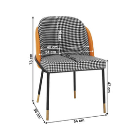 Scaun KIRNA, alb/negru/galben, stofa clasica/piele ecologica, 54x56x78 cm