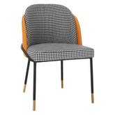 Scaun KIRNA, alb/negru/galben, stofa clasica/piele ecologica, 54x56x78 cm