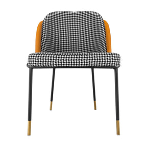 Scaun KIRNA, alb/negru/galben, stofa clasica/piele ecologica, 54x56x78 cm