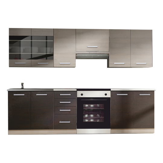 Mobilier bucătărie, stejar gri deschis/stejar închis, KLANTON