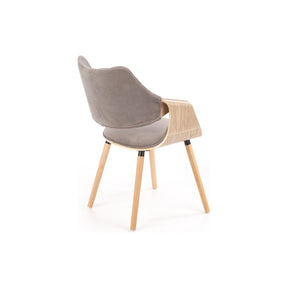 Scaun tapitat K396, stejar/gri, stofa catifelata/placaj, 56x55x77 cm