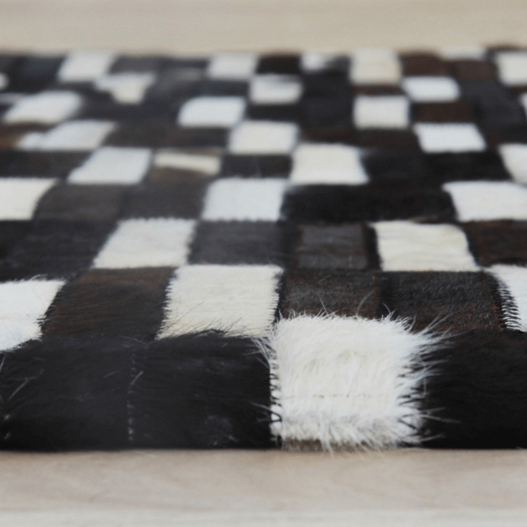 Covor de lux PIELE DE VITĂ TIP 6 , maro/negru/alb, patchwork, 171x240