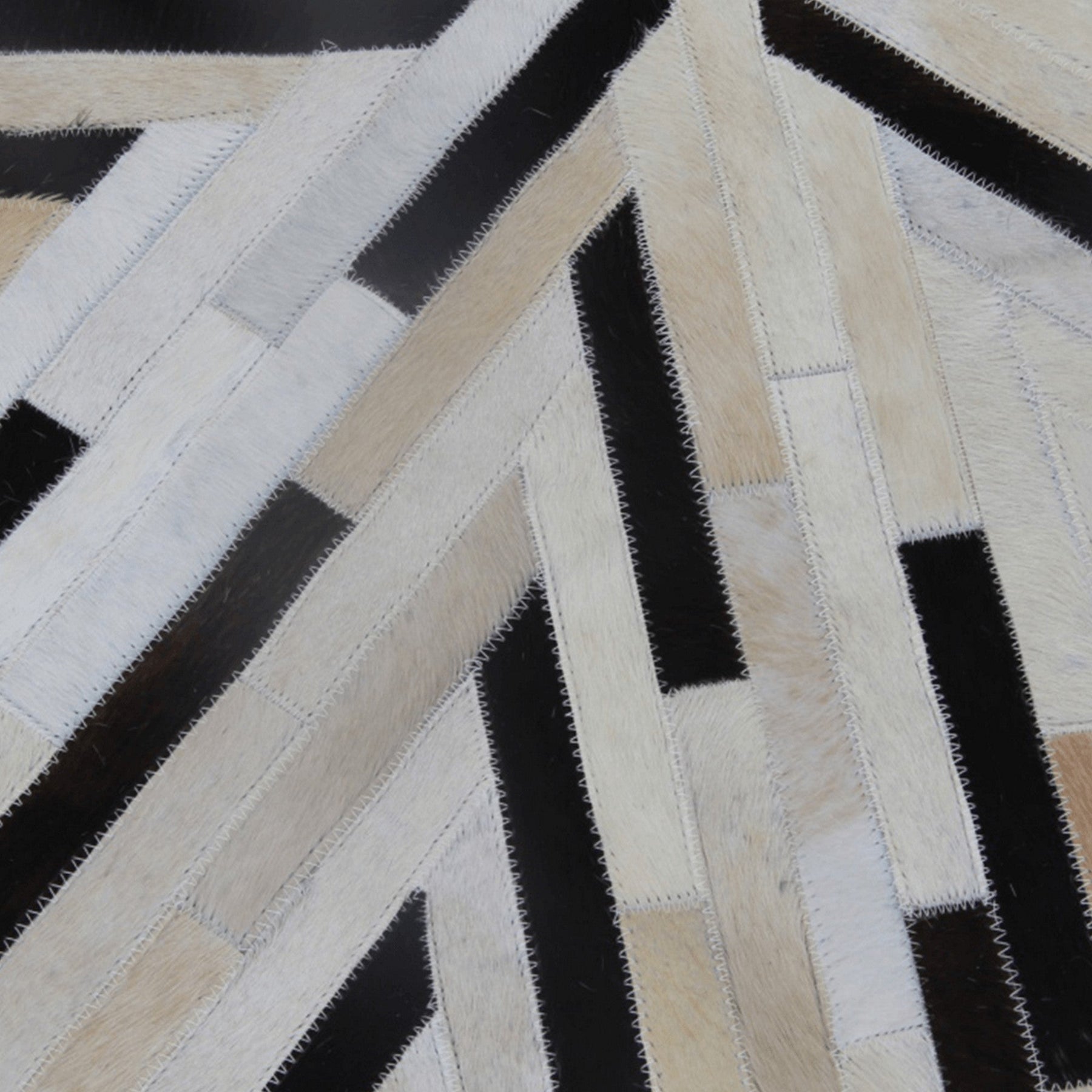 Covor de lux PIELE DE VITĂ TIP 8, negru/bej/alb, patchwork, 200x200