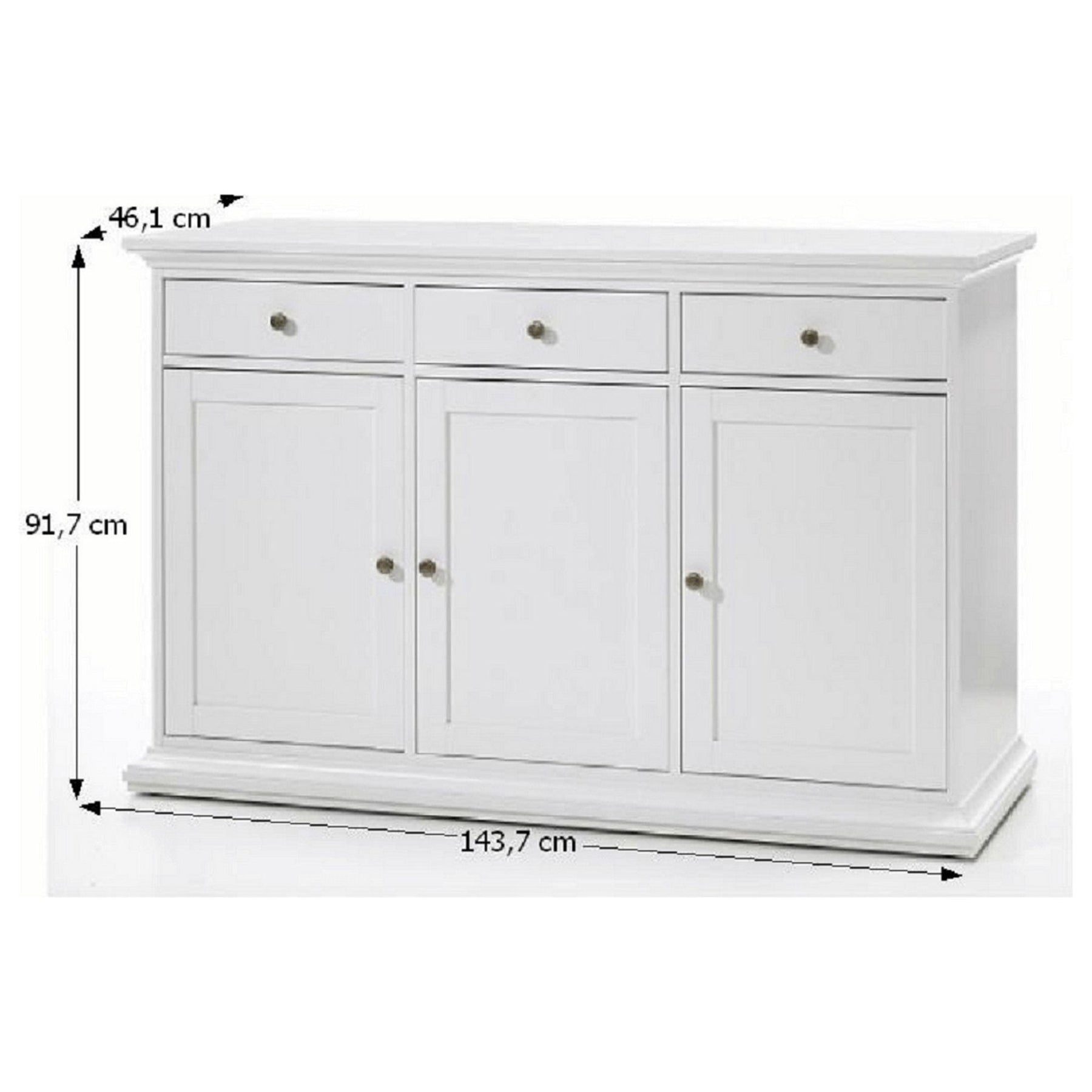 Comoda PARIS 77824, PAL, alb, 143,7x46.1x91,7 cm