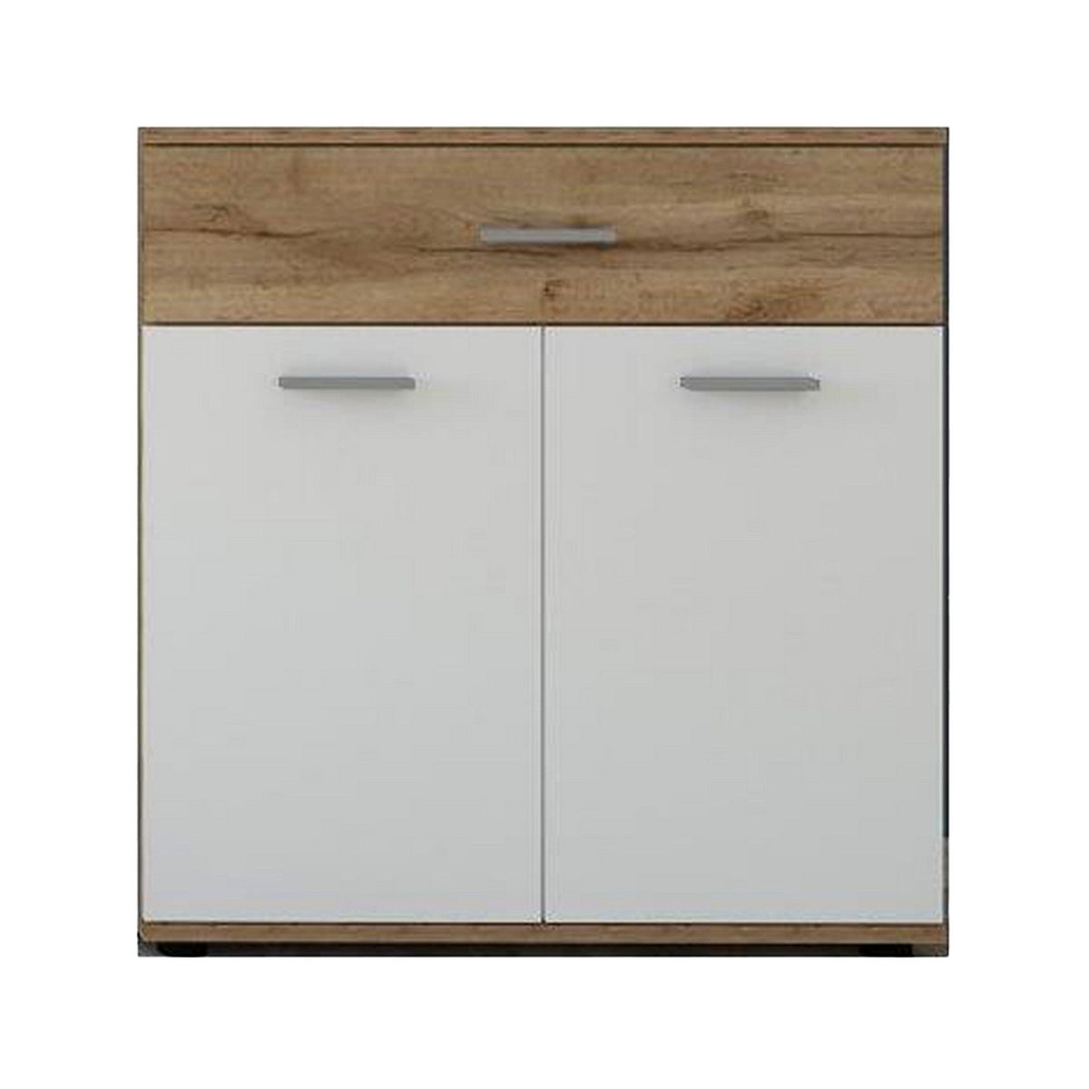Comoda IRIA E, stejar wotan/alb, PAL melaminat, 80x35x84 cm
