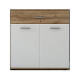 Comoda IRIA E, stejar wotan/alb, PAL melaminat, 80x35x84 cm