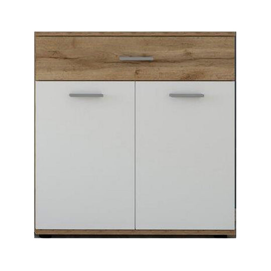 Comoda IRIA E, stejar wotan/alb, PAL melaminat, 80x35x84 cm
