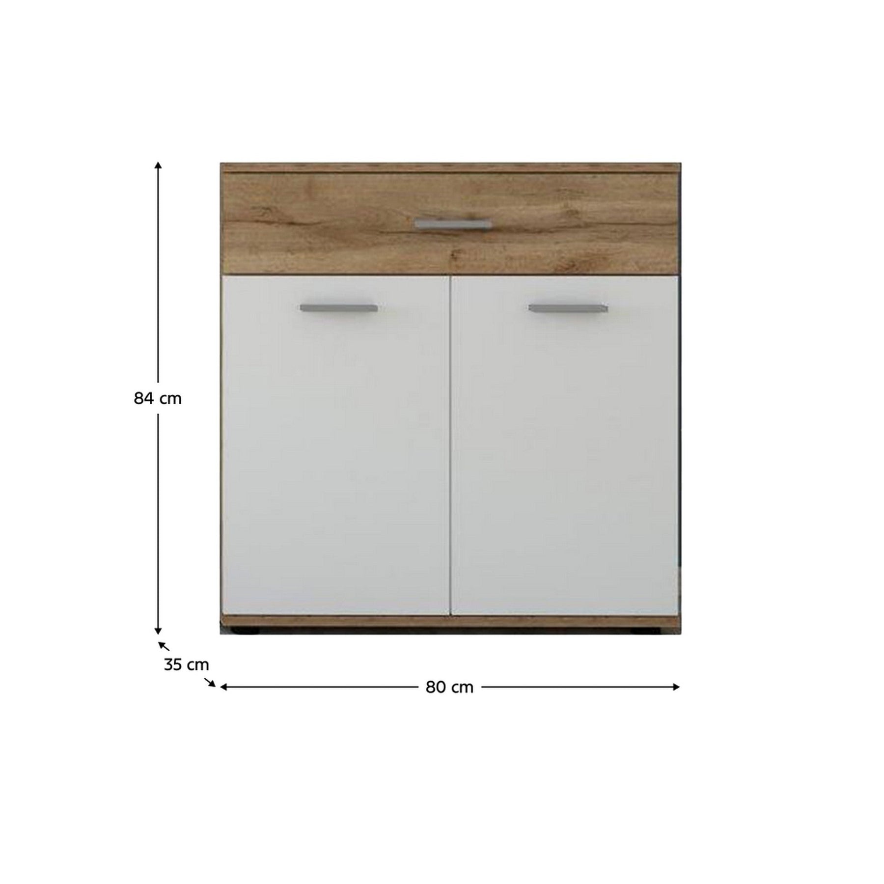 Comoda IRIA E, stejar wotan/alb, PAL melaminat, 80x35x84 cm