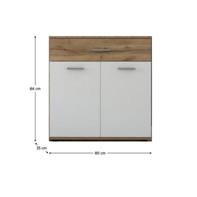 Comoda IRIA E, stejar wotan/alb, PAL melaminat, 80x35x84 cm