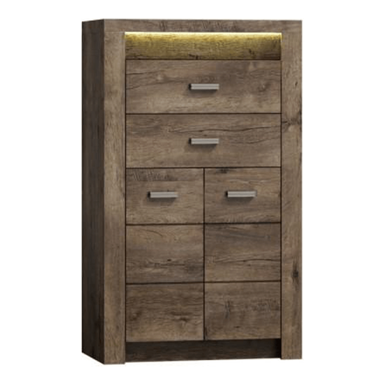 Comoda INFINITY I-06, frasin inchis, cu iluminare LED, 76x127x42 cm