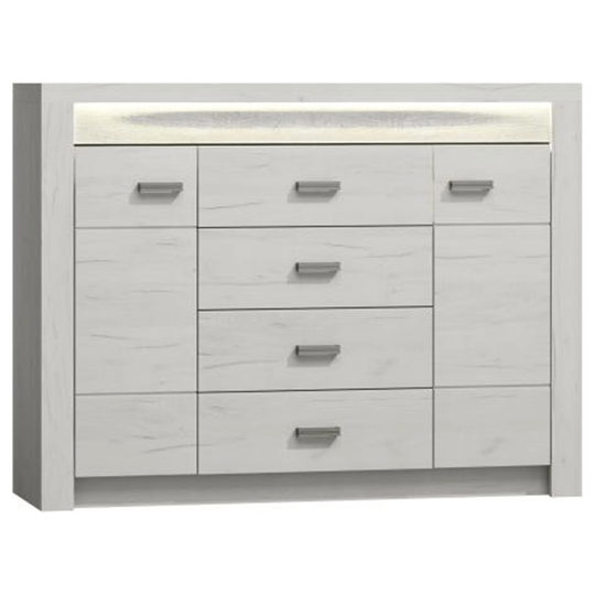 Comoda INFINITY 07, frasin alb, 137x42x103,5 cm