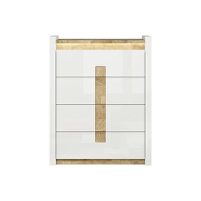 Comoda Alameda, alb/stejar, PAL, cu iluminare LED, 97x41.5x123 cm