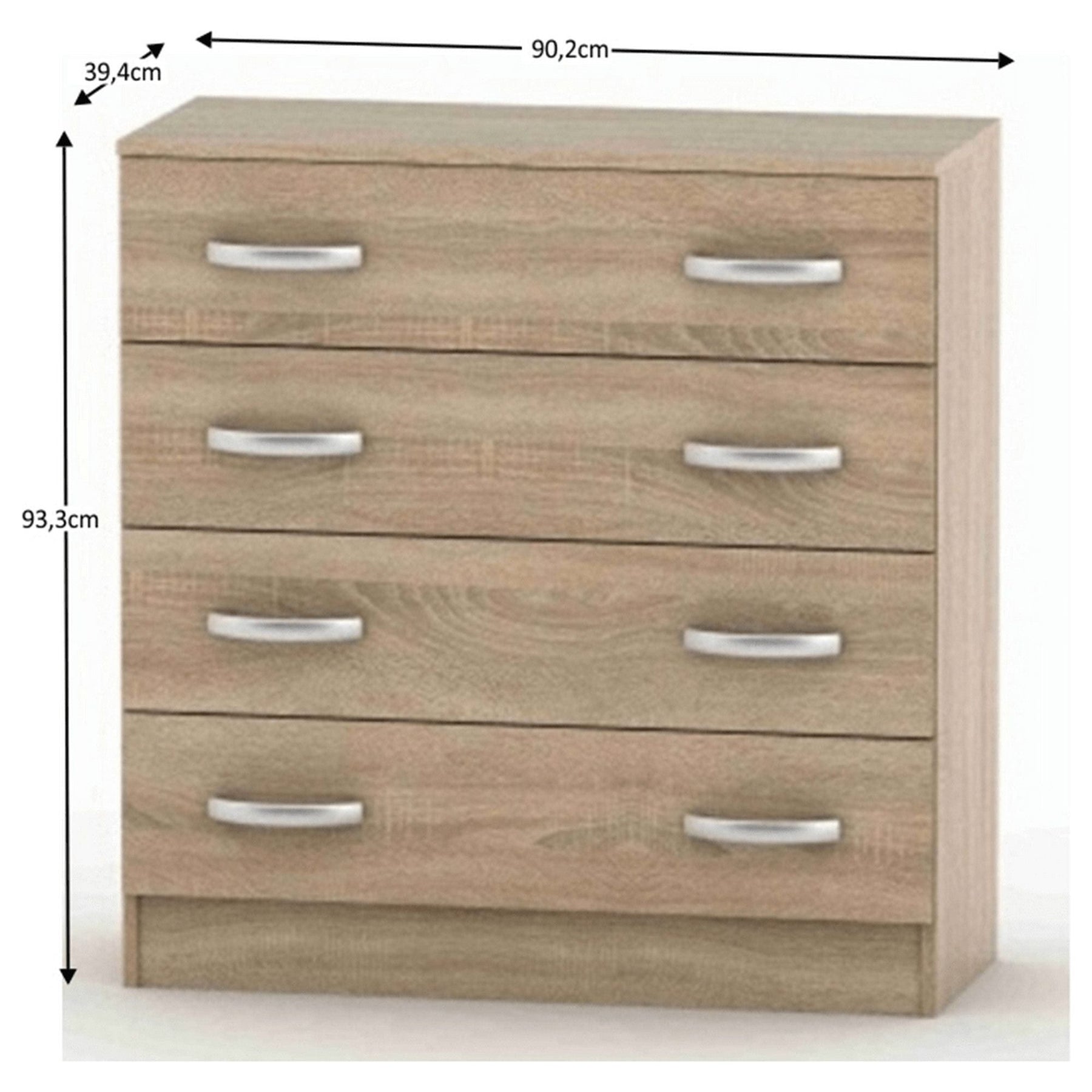 Comoda cu sertare BETTY 2, PAL laminat, stejar sonoma, 150x39.4x93.3 cm