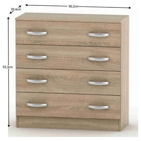 Comoda cu sertare BETTY 2, PAL laminat, stejar sonoma, 150x39.4x93.3 cm