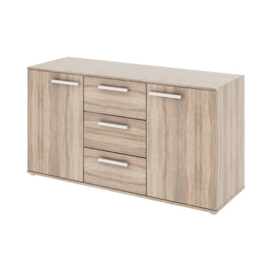 Comoda DUNAJ TIPUL11, cu 2 usi si 3 sertare, DTD laminat, stejar sonoma, 135x72,6x47 cm