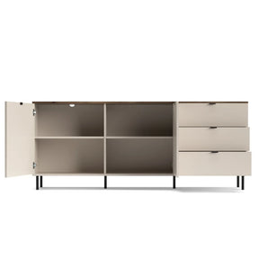Comoda moderna living EVO, PAL laminat/MDF/metal, casmir/stejar castello, 183.4×40×75.2 cm