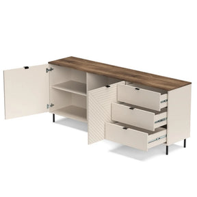 Comoda moderna living EVO, PAL laminat/MDF/metal, casmir/stejar castello, 183.4×40×75.2 cm