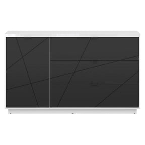 Comoda FORN, alb lucios/negru mat, PAL, 156x42.5x93 cm