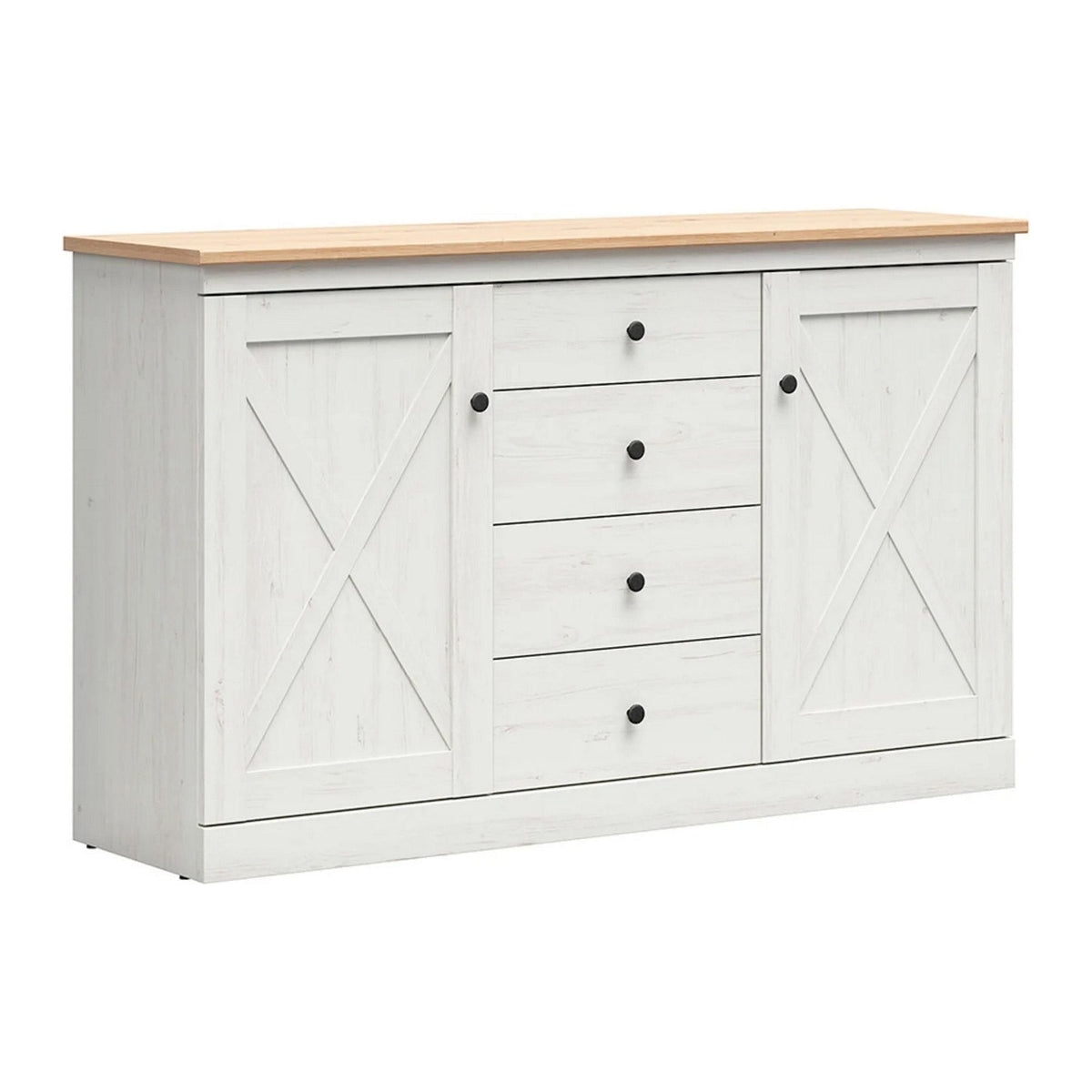 Comoda FRIJA, alb pin andersen/stejar artizanal, 153X43.5X 93 cm