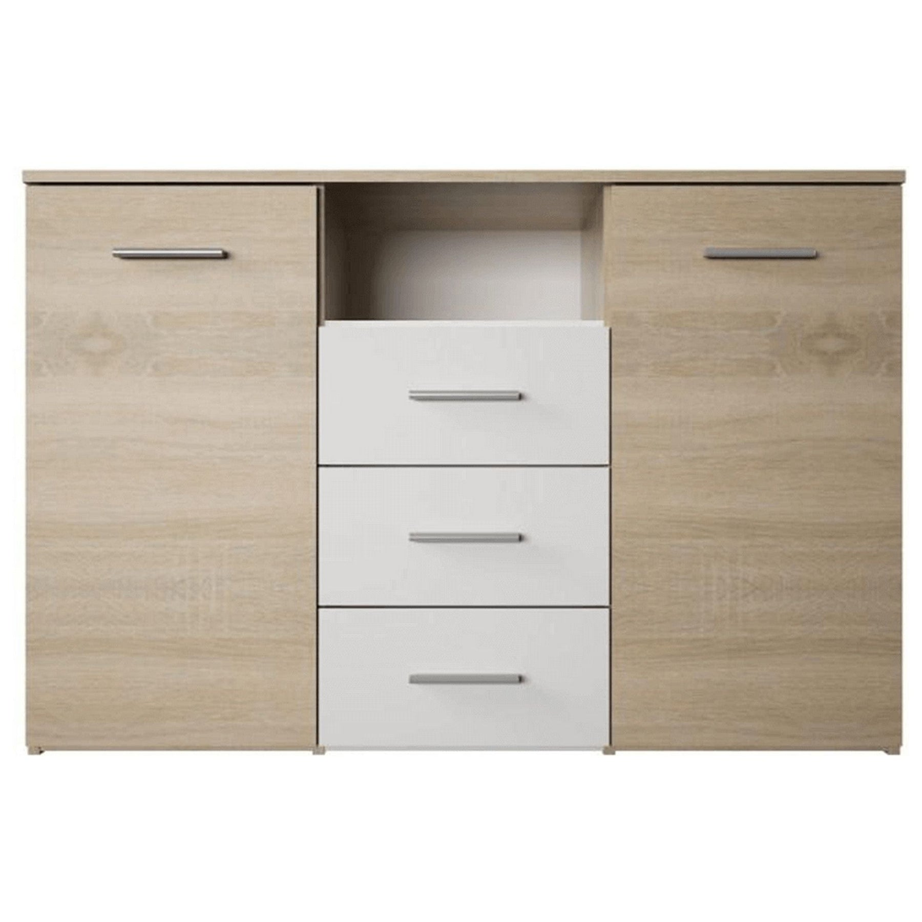 Comoda GABRIELA, PAL, stejar sonoma/alb, 120x80x38 cm