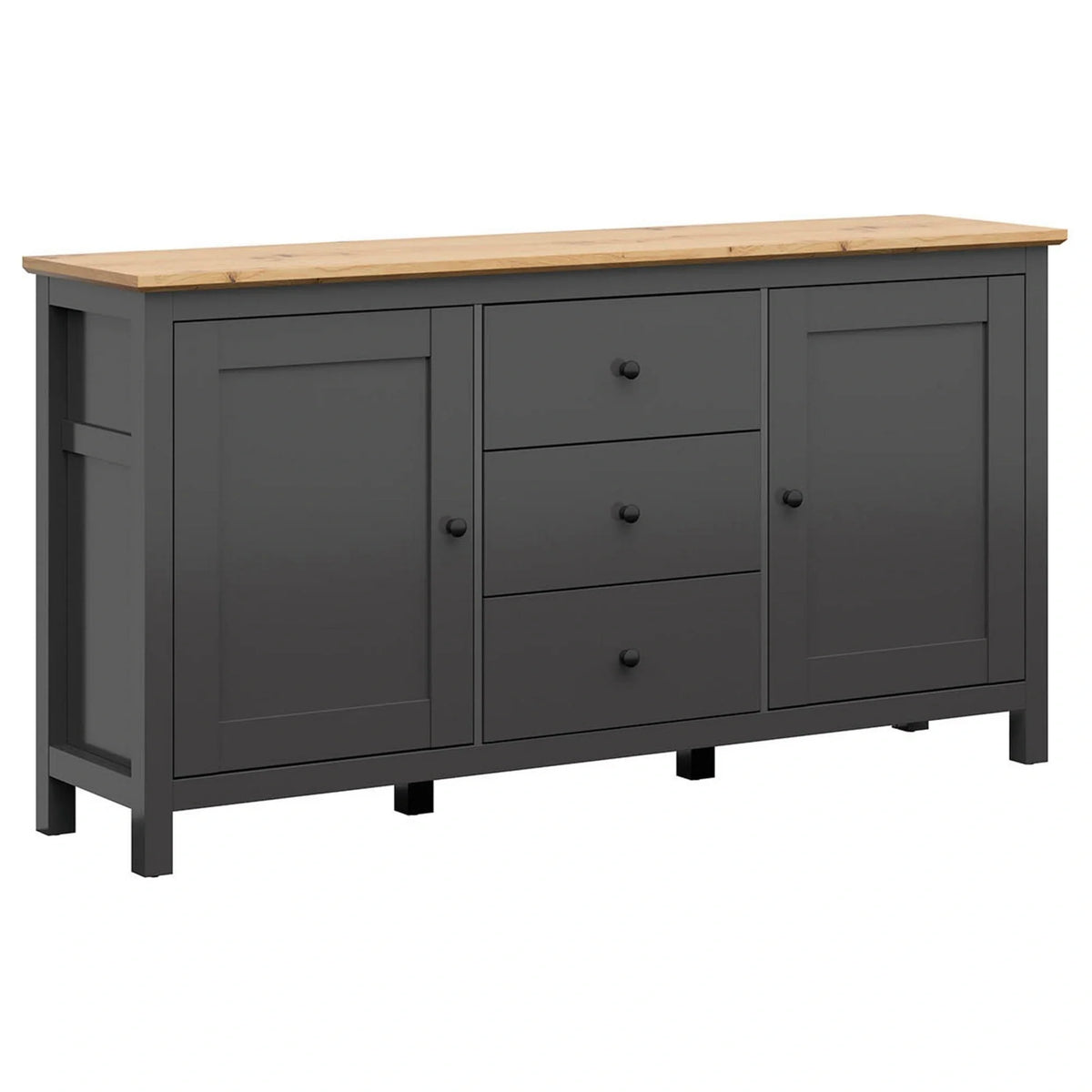 Comoda HESEN, gri grafit/stejar artisan, PAL, 186x44x96 cm