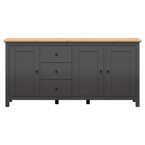 Comoda HESEN, gri grafit/stejar artizanal, PAL, 199x44x96 cm