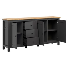 Comoda HESEN, gri grafit/stejar artizanal, PAL, 199x44x96 cm