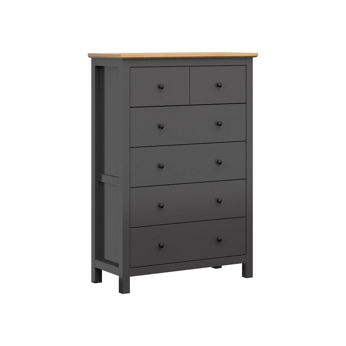Comoda HESEN, gri grafit/stejar artizanal, PAL, 101x44x145 cm
