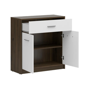 Comoda NEPO PLUS, stejar nobil/alb, PAL laminat, 80x34x84 cm