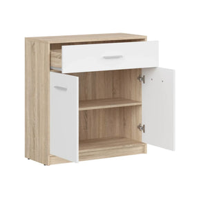 Comada NEPO PLUS, stejar sonoma/alb, PAL laminat, 80x34x84 cm