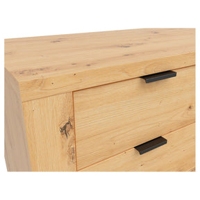 Comoda OSTIA, stejar artizanal/negru, PAL, cu iluminare LED, 161x42x85 cm