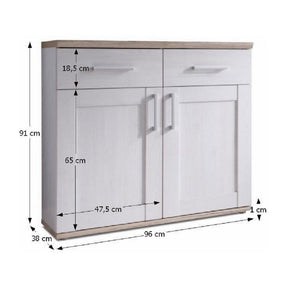 Comoda PROVENSAL, PAL, alb/stejar san remo, 96x38x91 cm