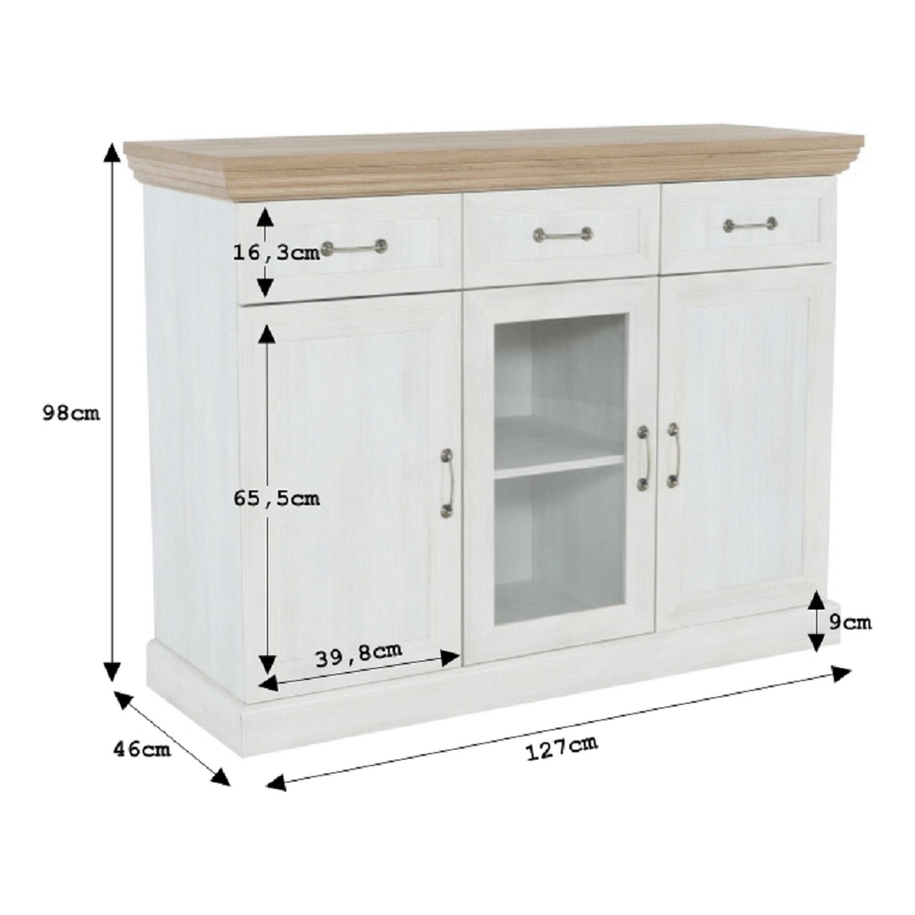 Comoda ROYAL K1S, PAL, pin nordic/stejar salbatic, 127x46X98 cm