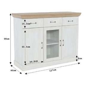 Comoda ROYAL K1S, PAL, pin nordic/stejar salbatic, 127x46X98 cm