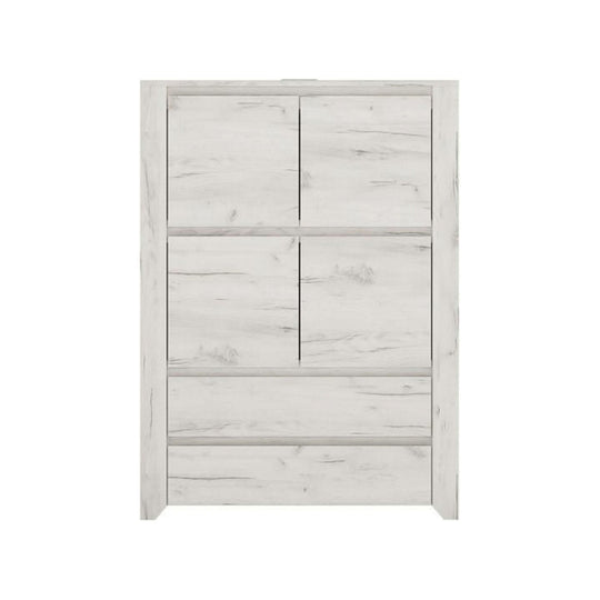 Comoda ANGEL TIP 33, 4 usi si 2 sertare, alb craft, PAL melaminat, 84x116,3x40,2 cm