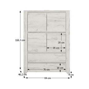 Comoda ANGEL TIP 33, 4 usi si 2 sertare, alb craft, PAL melaminat, 84x116,3x40,2 cm