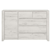 Comoda ANGEL TIP 41, 5 sertare si 1 usa, alb craft, PAL melaminat, 118,7x76,5x40,2 cm