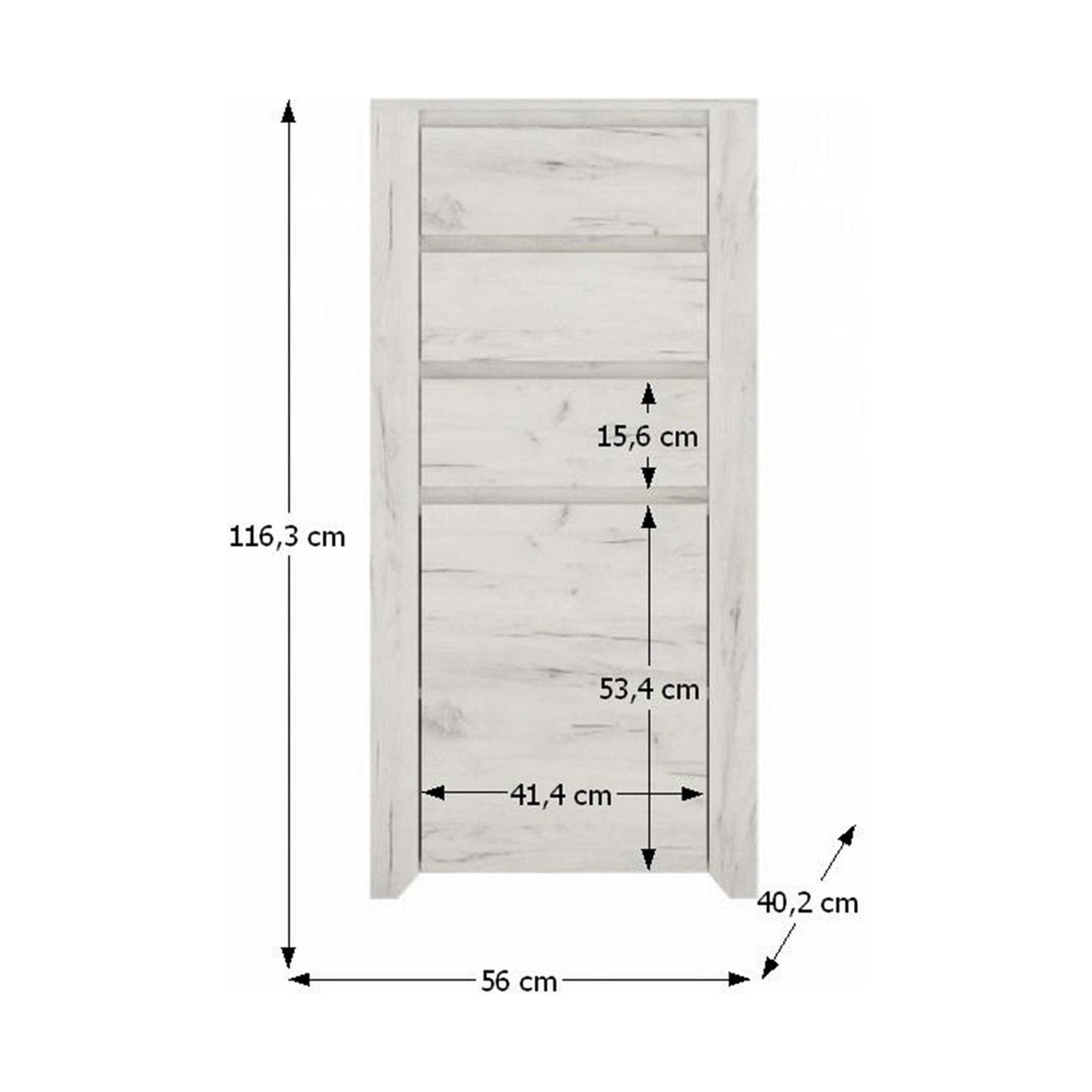 Comoda ANGEL TIP 35, o usa si 3 sertare, alb craft, PAL melaminat, 56x116,3x40,2 cm