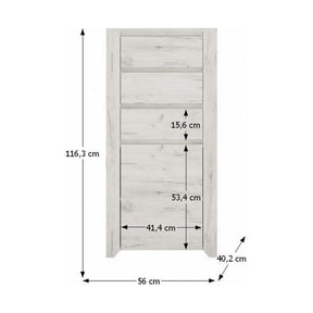 Comoda ANGEL TIP 35, o usa si 3 sertare, alb craft, PAL melaminat, 56x116,3x40,2 cm