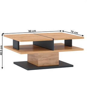 Masuta de cafea T FIDEL, PAL laminat, stejar artisan/gri grafit, 90×70×41 cm