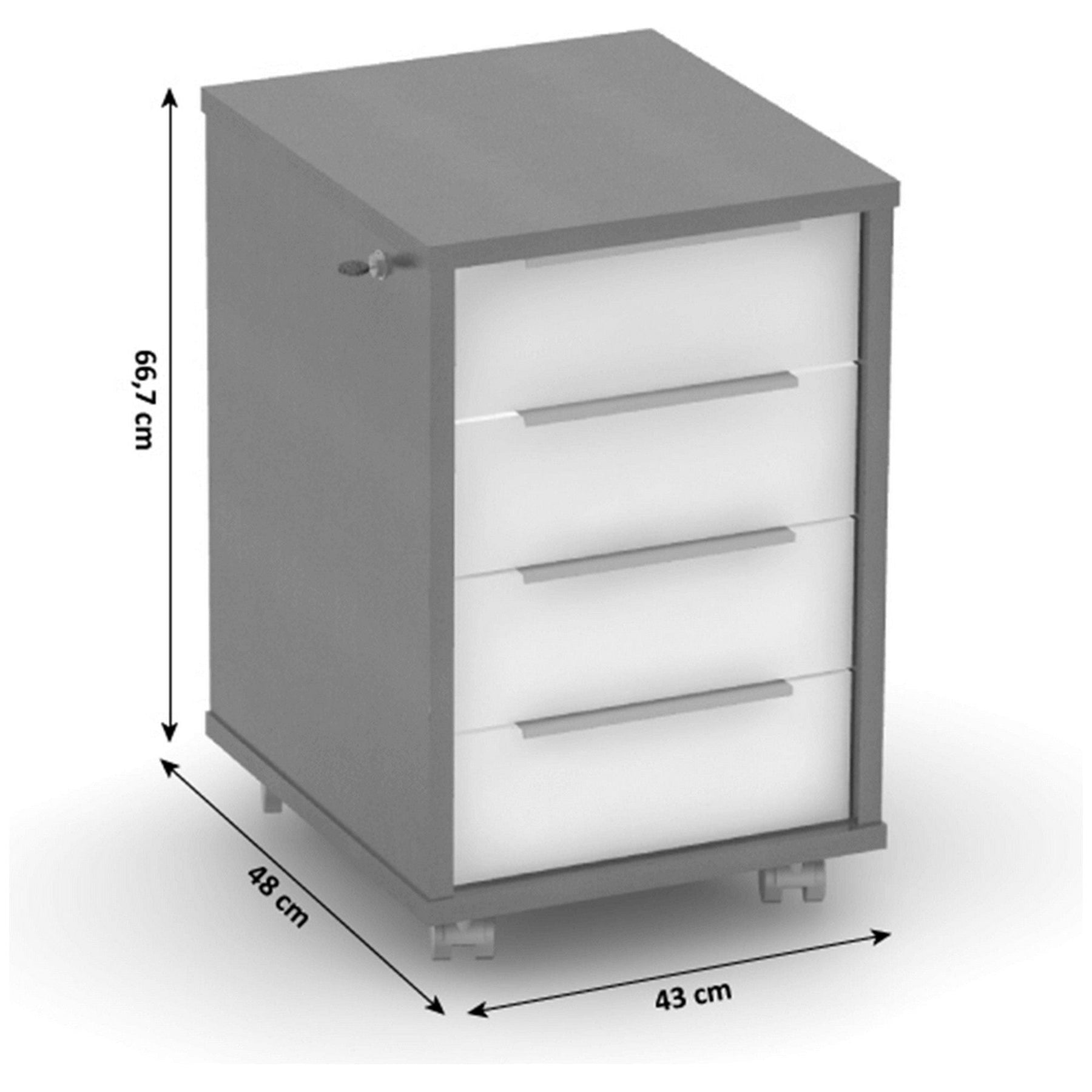 Comoda cu sertare RIOMA NEW TYP 30, PAL laminat, grafit/alb, 43x48x66,7 cm