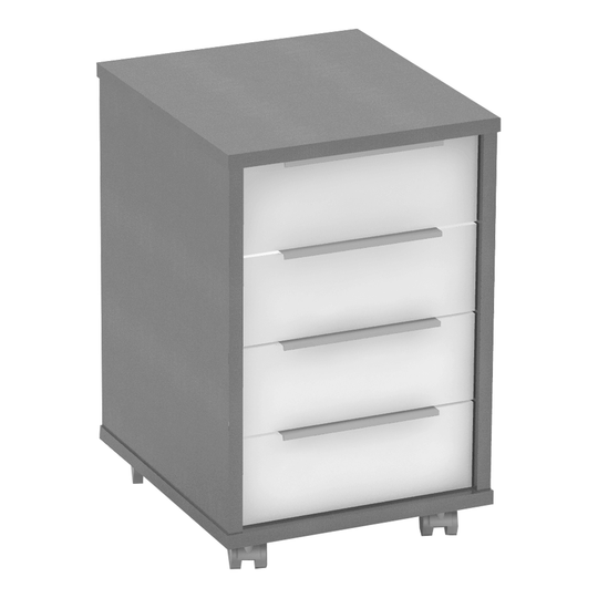 Noptiera birou RIOMA NEW TYP 14, DTD laminat, gri/alb, 43x48x66.7 cm