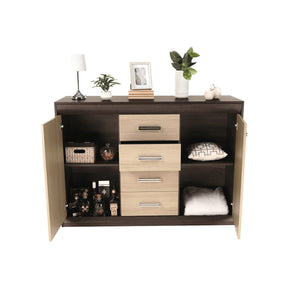 Comoda KORINA, stejar/wenge, DTD laminat, 140x48x100 cm