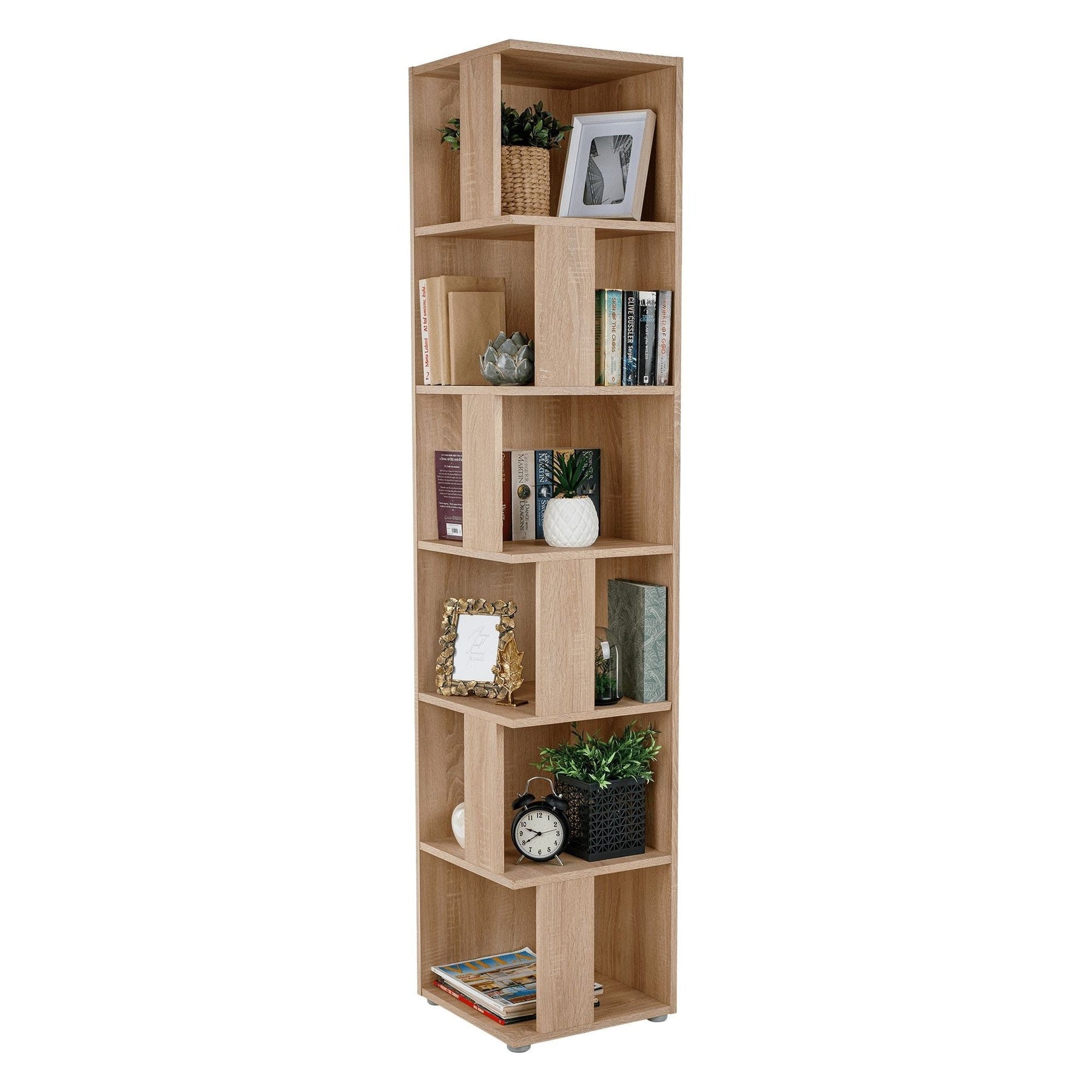 Biblioteca de colt KORIND, stejar sonoma, DTD laminat, 38x38x186.2 cm
