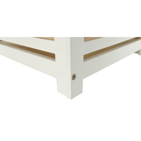 Cos de rufe BASKET, alb, bambus/material textil, 40x40x58 cm