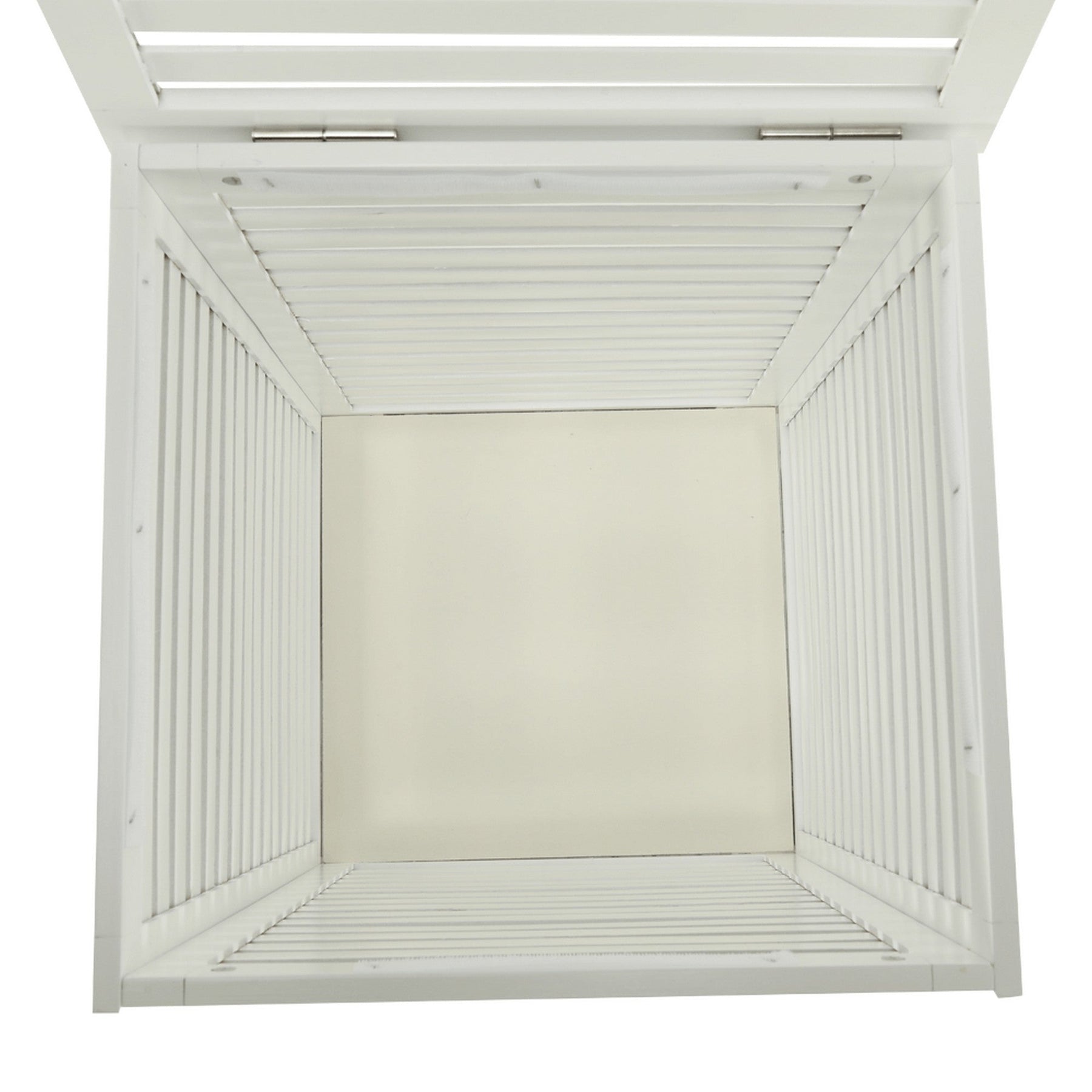Cos de rufe BASKET, alb, bambus/material textil, 40x40x58 cm