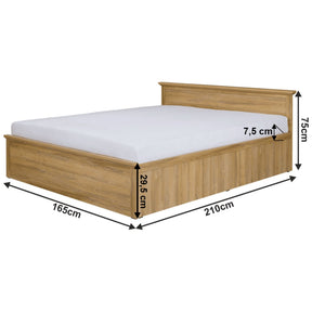 Pat dormitor LEON MZ21, DTD laminat, stejar grand, 160x200 cm, somiera rabatabila, fara saltea