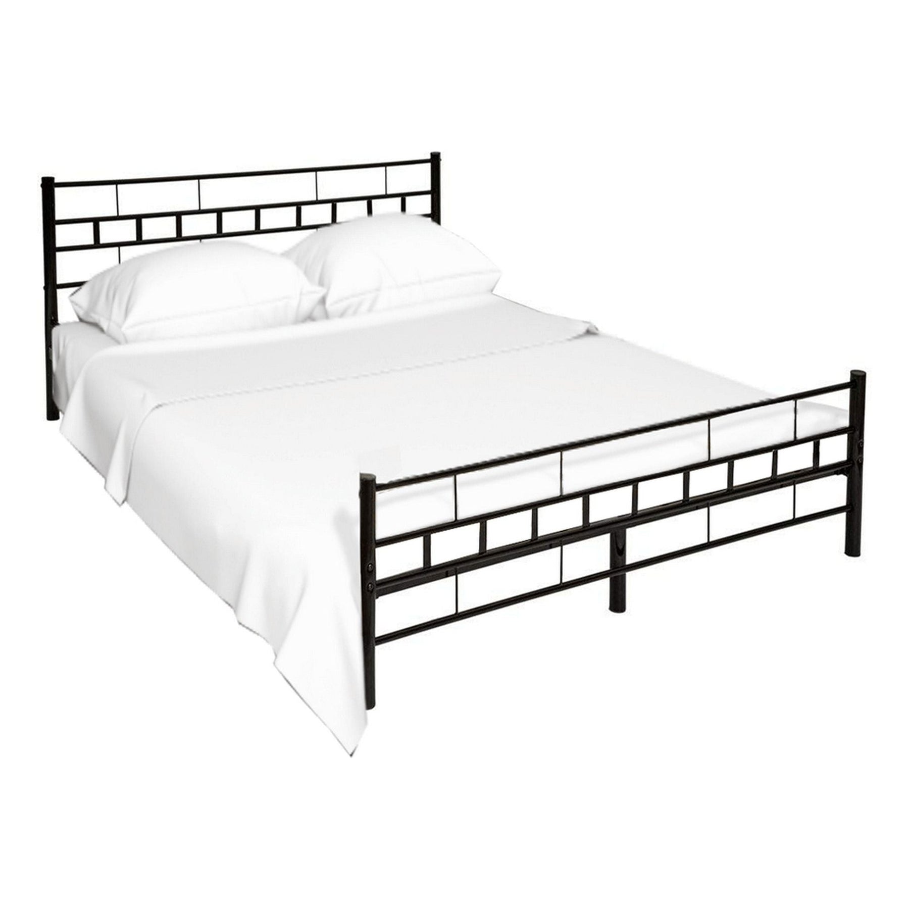 Pat dormitor TAJGI, metal negru, 180x200 cm, cu somiera lamelara fixa, fara saltea