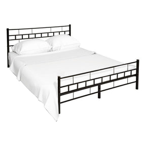 Pat dormitor TAJGI, metal negru, 180x200 cm, cu somiera lamelara fixa, fara saltea