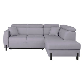 Coltar extensibil TULIO, sezlong dreapta, stofa catifelata gri - Maya 19, cu lada depozitare, 245x215x92 cm